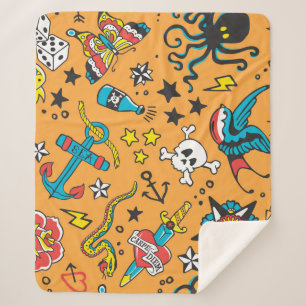 Alte Schule Tattoo: Niedlich nahtlos Sherpadecke