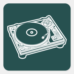 Alte Schule Wachs / Turntable Quadratischer Aufkleber