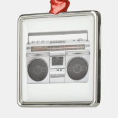 Alte SchuleBoombox Radio Silbernes Ornament (Links)