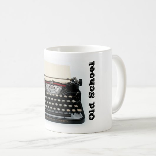 Alte Schuleschreibmaschinen-Tasse Kaffeetasse (VorderseiteRechts)