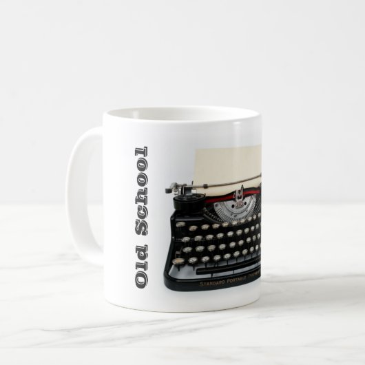 Alte Schuleschreibmaschinen-Tasse Kaffeetasse (Vorderseite Links)