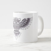 Alte Schuleulen-Tätowierungs-Entwurf Jumbo-Tasse (Vorderseite Rechts)