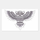 Alte Schuleulen-Tätowierungs-Entwurf Rechteckiger Aufkleber (Vorderseite)