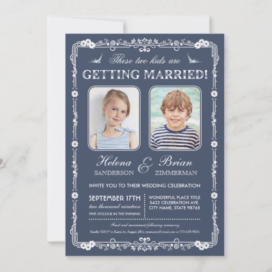 Alte SchulFotos, die Einladung Wedding sind (Vorderseite)