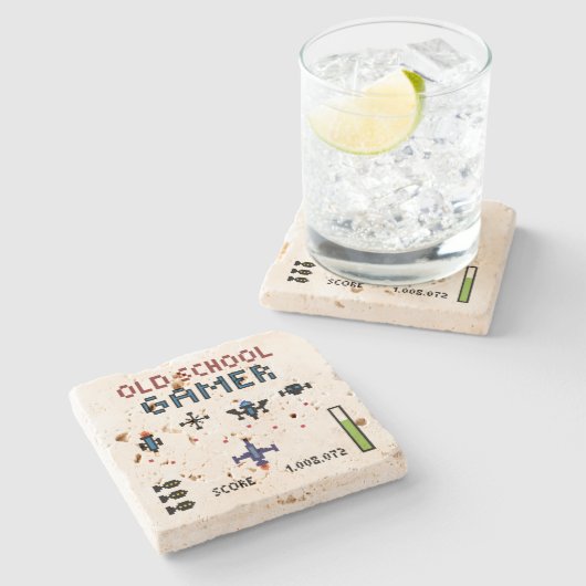 Alte SchulGamer Spacheship Steinuntersetzer (Seitenansicht)