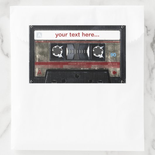 Alte Schulkassette/anpassbarer Textaufkleber Rechteckiger Aufkleber (Tasche)