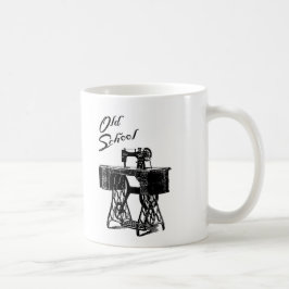 Alte Schulpedal-Nähmaschine-Tasse Kaffeetasse