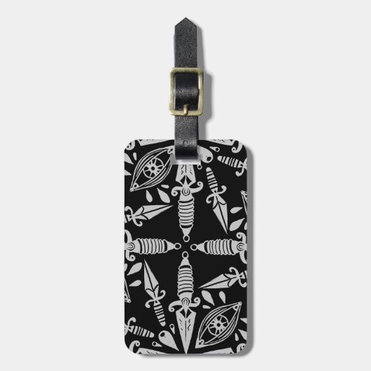 Alte Schultätowierungsdolche und -augen Gepäckanhänger (Vorderseite vertikal)