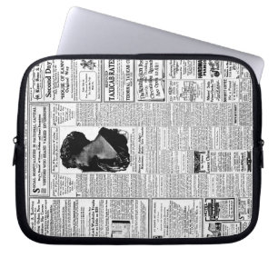 Alte Schwarz-Weiß-Zeitung, vintage Retro-Anzeige Laptopschutzhülle