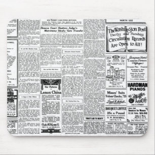 Alte Schwarz-Weiß-Zeitung, vintage Retro-Anzeige Mousepad