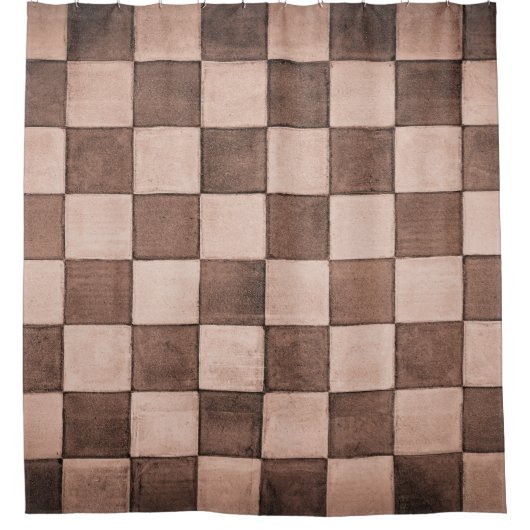 Alte schwarz-weiße Kachelwandstruktur Duschvorhang (Vorderseite)