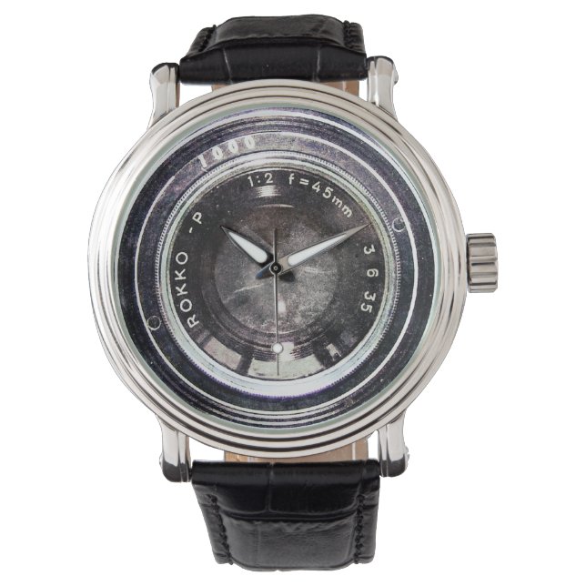 Alte schwarze Kamera Armbanduhr (Vorderseite)