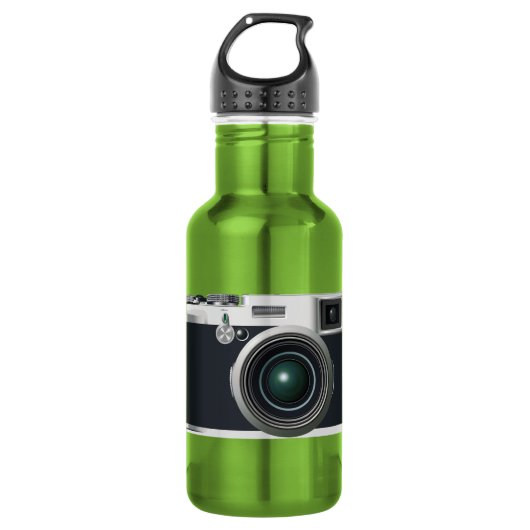 Alte schwarze Kamera Edelstahlflasche (Vorderseite)