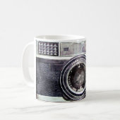 Alte schwarze Kamera Kaffeetasse (Vorderseite Links)