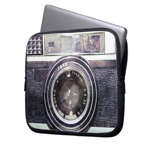 Alte schwarze Kamera Laptopschutzhülle (Vorderseite Links)