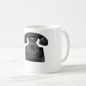 Alte schwarze Telefon-Tasse Kaffeetasse (VorderseiteRechts)