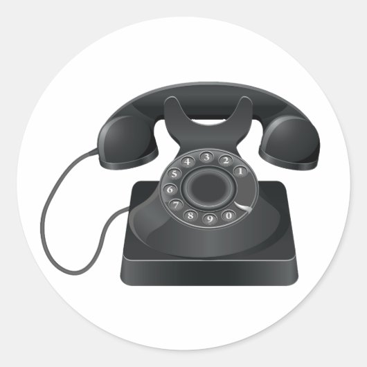 Alte schwarze Telefonkleber Runder Aufkleber (Vorderseite)