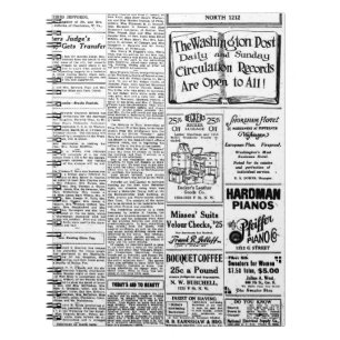 Alte schwarze u. weiße Zeitung, Vintage retro Notizblock
