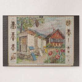 Alte schwedische Schulwandkarte - Bienen Puzzle