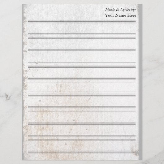 Alte Scratched Blank Sheet Music 10 Stave (Vorderseite)
