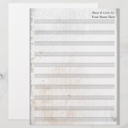 Alte Scratched Blank Sheet Music 10 Stave (Vorne/Hinten)