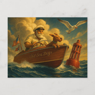 Alte Seebären: ein Matrose und sein treuer Hund Feiertagspostkarte