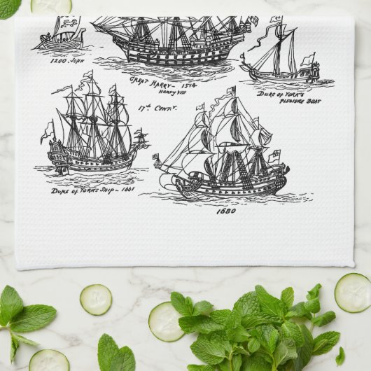 ALTE SEGELSCHIFFE GESCHIRRTUCH (Gefaltet)