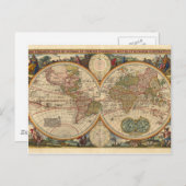 Alte, seltene und historische Weltkarte Postkarte (Vorne/Hinten)