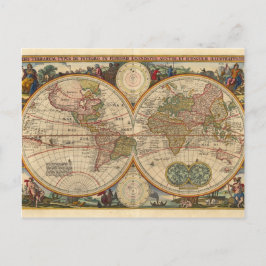 Alte, seltene und historische Weltkarte Postkarte