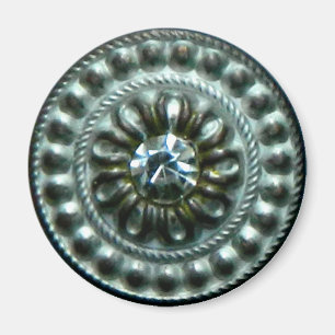 Alte silberne Brosche mit Edelstein Magnet