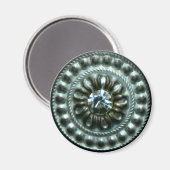 Alte silberne Fibel mit Edelstein Magnet (Vorderseite/Rückseite)