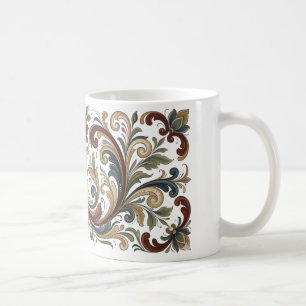 Alte skandinavische Kaffee-Tasse mit Volks-Kunst-M Kaffeetasse