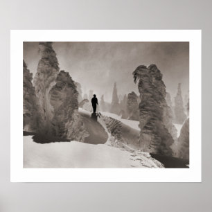 Alte Skier, Weg durch den Wald Poster