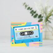 Alte Skool Blue Cassette Mix Tape Playlist Postkarte (Stehend Vorderseite)