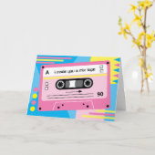 Alte Skool Pink Cassette Mix Tape Grüße Karte (Gelbe Blume)