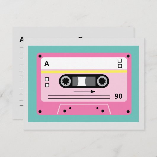 Alte Skool Pink Cassette Mix Tape Playlist Postkarte (Vorne/Hinten)