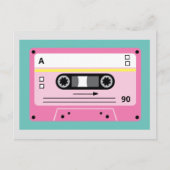 Alte Skool Pink Cassette Mix Tape Playlist Postkarte (Vorderseite)