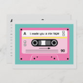 Alte Skool Pink Cassette Mix Tape Playlist Postkarte (Vorne/Hinten)