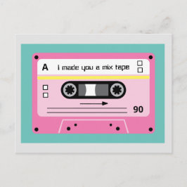 Alte Skool Pink Cassette Mix Tape Playlist Postkarte