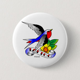 Alte Skool Schwalben-Tätowierung Button
