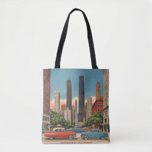 Alte Skyline der Stadt Chicago Illinois Retro-Reis Tasche