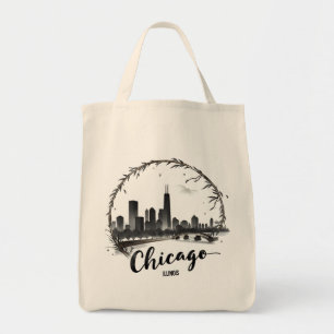 Alte Skyline von Chicago Illinois Retro-Reiseziel Tragetasche