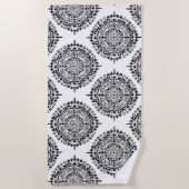 Alte Sonne mit Symbolen Schwarz-weiß Strandtuch (Vorderseite)