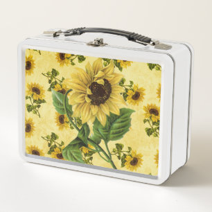 Alte Sonnenblumen Metall-Lunchbox Metall Brotdose