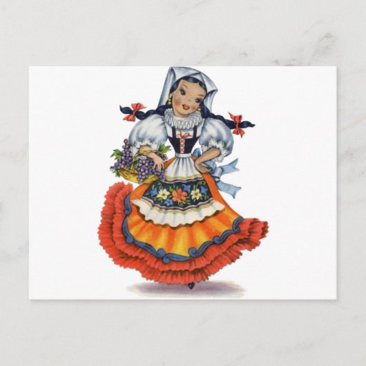 Alte spanische Puppe Postkarte (Vorderseite)