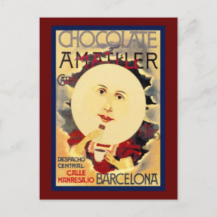 Alte spanische Schokoladenwerbung Postkarte