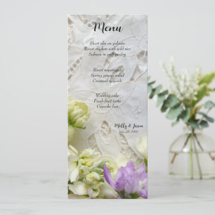 Alte Spitze mit lila und weißen Blume Einladung