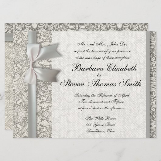 Alte Spitze Schöne Hochzeit Einladung Custom (Vorne/Hinten)