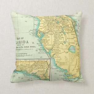 Alte Staatskarte von Florida Kissen