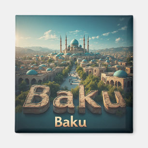 Alte Stadt Baku mit historischer Moschee Magnet